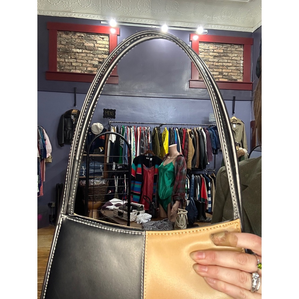 Y2k Colorblock Patchwork Shoulder Tote Early 2000… - image 4